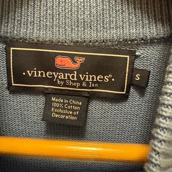 Vineyard Vines Men’s Light Blue Cotton Quarter-Zip Sweater Size Small - Picture 5 of 14